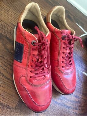 La Martina Men's Red Leather Lace-Up Sneakers